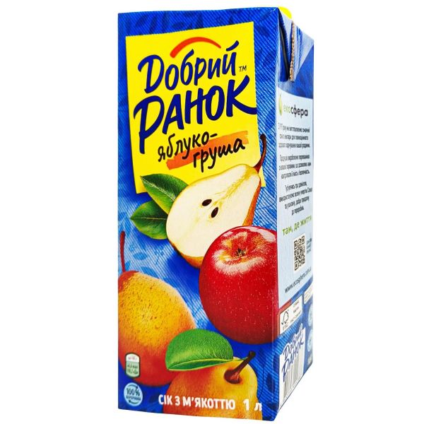 Сік Добрий ранок Яблуко-грушевий 1 л