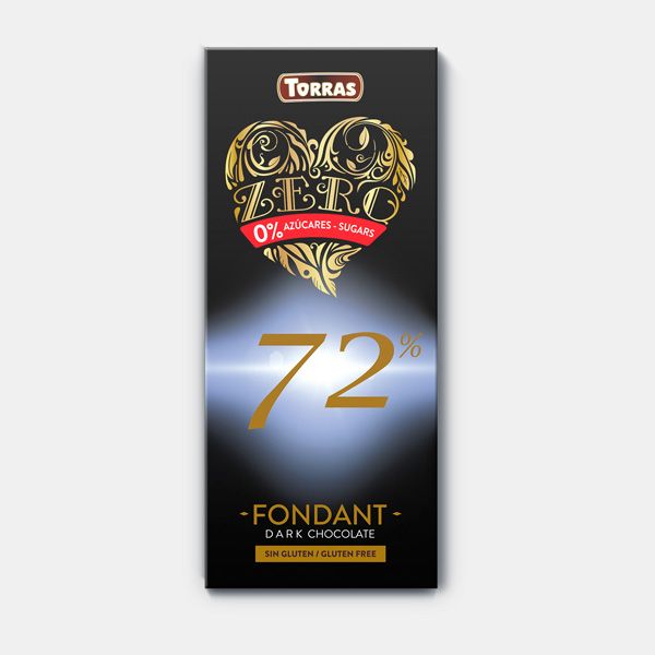 Чорний шоколад Torras ZERO 72% какао 100 г без цукру