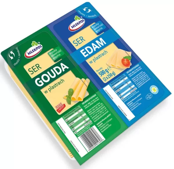 Сир Mlekpol Гауда-Едам скибочки 500г