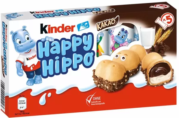 Kinder Happy Hippo Какао Батончик коробка 5 шт