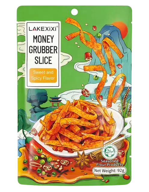 Снек соєвий Латяо Lakexixi Money Grubber Slice солодко-гострі подовжені слайси 92 г