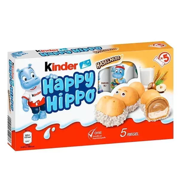 Kinder Happy Hippo Лісовий горіх Батончик коробка 5 шт Kinder Happy Hippo Лісовий горіх Батончик коробка 5 шт