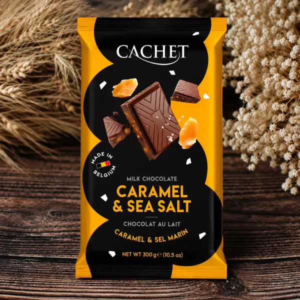 Молочний бельгійський шоколад Cachet 32% Caramel & Sea Salt 300 г Молочний бельгійський шоколад Cachet 32% Caramel & Sea Salt 300 г