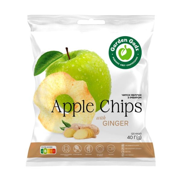 Garden Gadz Чипси яблучні з імбиром 40г