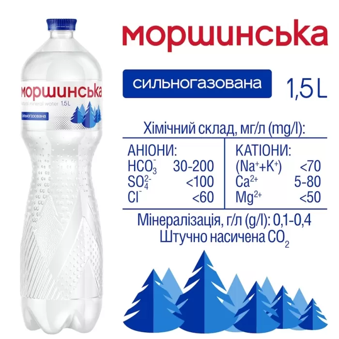 Моршинська мінеральна сильногазована Вода 1,5л