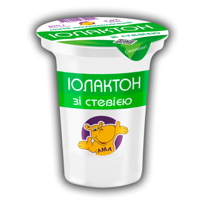 Напій кисломолочний Іолактон зі стевією 2,5% жиру 300г