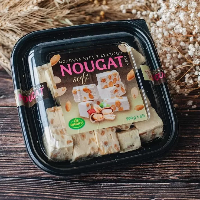 Нуга молочна з арахісом 500г