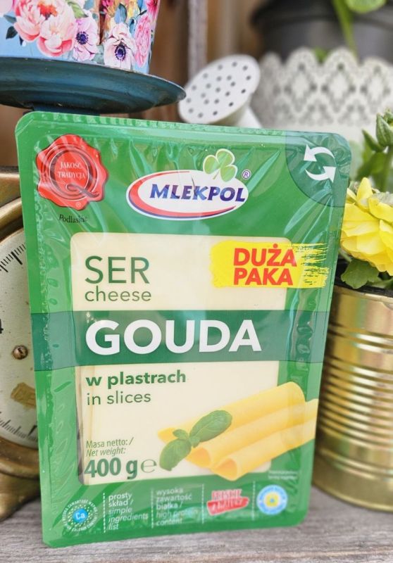 Сир Mlekpol Гауда, скибочки 400г