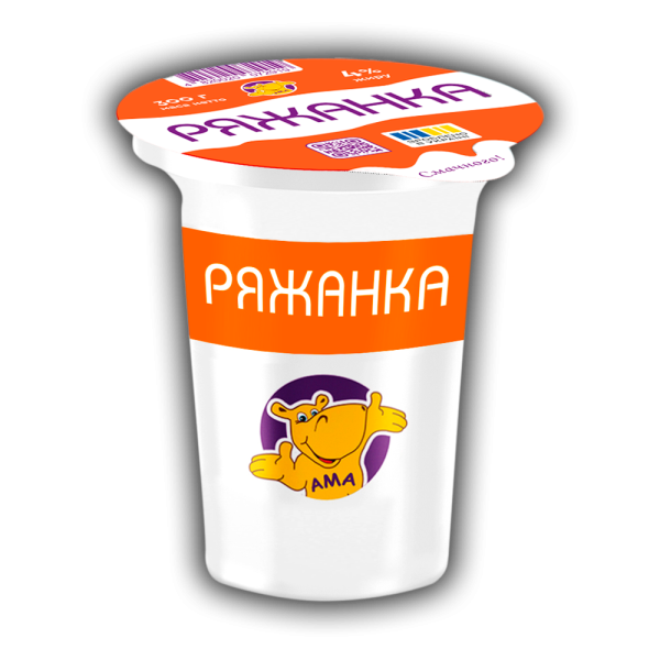 Ряжанка 4,0% жиру в стакані 300г ТМ "АМА"