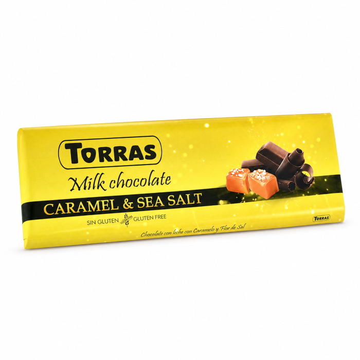 Шоколад молочний без глютену з Карамеллю і морською сіллю Torras CARAMEL & SEA SALT Іспанія 300г