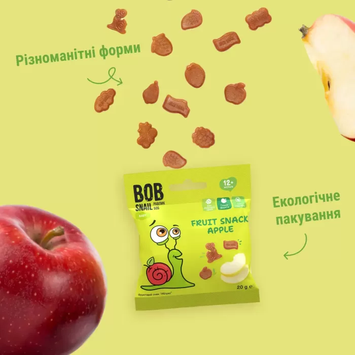 Фруктові снеки Равлик Боб “Яблуко” 20г