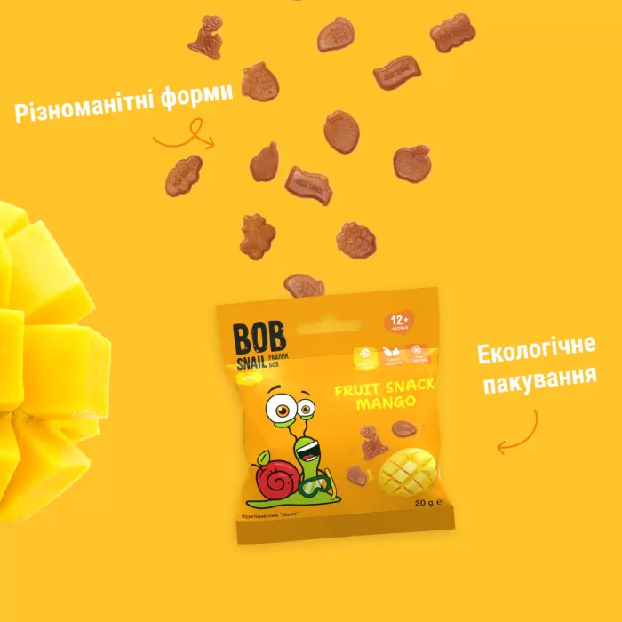 Фруктові снеки Равлик Боб “Маного” 20г