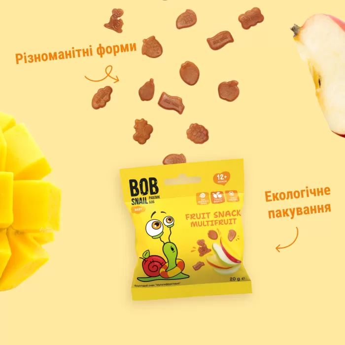 Фруктові снеки Равлик Боб “Мультифрукт” 20г