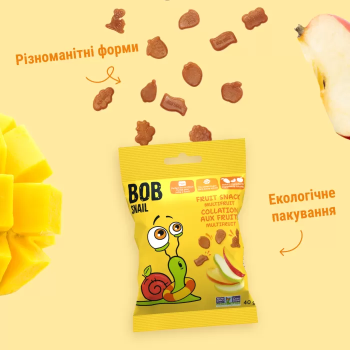 Фруктові снеки Равлик Боб “Мультифрукт” 40г