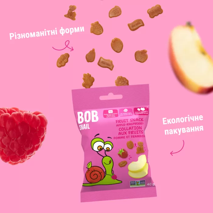 Фруктові снеки Равлик Боб “Яблуко-Малина” 40г