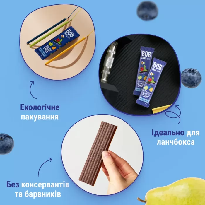 Фруктовий страйп Равлик Боб “Яблуко-Груша-Чорниця” 14г