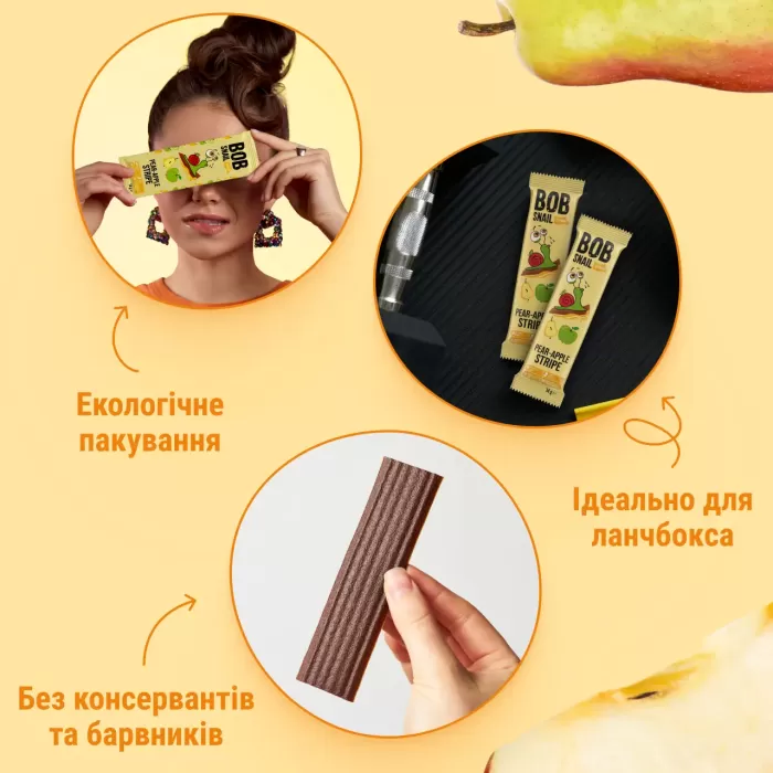 Фруктовий страйп Равлик Боб “Яблуко-Груша” 14г